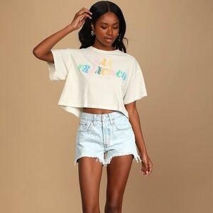 Levi’s Premium 501 Original Cutoff Denim Shorts in Ajai Luxor Edge light wash